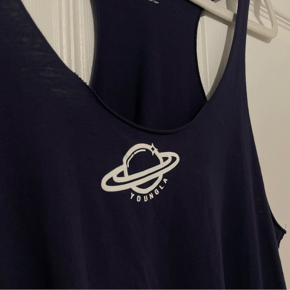 Young LA Saturn Muscle Cut off Tank in Navy - Picture 4 of 4